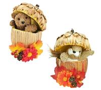 Nature Vibe 6.5 Inches Acorn Decor with Sisal Bear Squirrel Figurine Inside for Fall Decorations,Natural Woodland Animals Figurines in Acorns as Fall Table Centerpieces for Autumn Decor