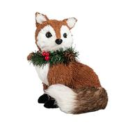 Nature Vibe 8.3 Inches Sisal Fox Figurine for Rustic Christmas Decorations, Woodland Animals with Holiday Accent as Christmas Table Decor or Farmhouse Decor