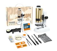 Nature Viewing Microscope with Phone Clip, 100 to 250 Magnification, LED Learning Setup, Accessory Pack Included Portable Microscope Learning Tool Led Slide Viewer Phone Clip Accessory Pack Classroom