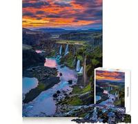 Nature Waterfall Sunset 1000 Piece Jigsaw Puzzles for Teenagers Memory Gain Stress Free Design Assembly Heartfelt Gift (50x75cm)