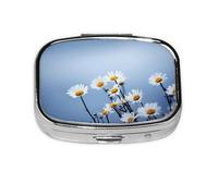Nature White Flower,Meta Pill Box 2 Compartment Medicine Case,Portable Organizer,Rectangle Meta Portable Organizer Pill Box 328 Compartment Medicine Case