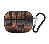 Nature Wild Animal Deers AirPods Pro Case Cover with Keychain Ring PC Hard Shell Protective Case for AirPods Pro 2nd for Women Men Generation Easy Open Full Drop Protection Cover Black-Style