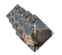 Nature Wild Animal Deers Car Air Fresheners 4 Pcs Funny Hanging Car Air Fresheners Cute Long Lasting Scented Mirror Hanging Decoration Ornaments Gift For Men Women Square