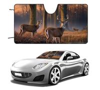 Nature Wild Animal Deers Car Windshield Sun Shade Keep Car Interior Cool 51"x28" Folding Front Window Sun Shade, Heat Shield for SUV, Truck, Blocks UV