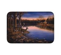 Nature Wild Animal Deers Crystal Velvet Lock Edge Floor Mat 40x60, Non Slip, Easy To Clean, Comfortable Foot Feel