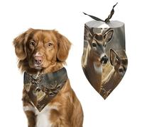 Nature Wild Animal Deers Dog Bandana Triangle Pet Bandanas Adjustable Pet Scarf Breathable Comfort Dog Scarf Cute Soft Puppy Scarfs Washable Daily Handkerchief Cats Scarves