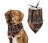 Nature Wild Animal Deers Dog Bandanas Cute Soft Cotton Puppy Scarves Washable Daily Summer Durable Triangle Reversible Bibs Suitable for Small Medium Large Dogs and Cats