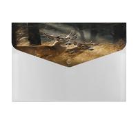 Nature Wild Animal Deers File Folder with Snap&6 Pockets Reusable File Organizer Portable Document Paper Bill Receipt Organizer Plastic Envelopes for Office College Letter Size