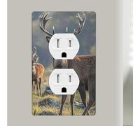 Nature Wild Animal Deers Outlet Covers 1 Gang Duplex Light Switch Cover Unbreakable Polycarbonate Decorative Switch Plates Electrical Receptacle Faceplate Wall Plate For Bathroom Kitchen Home Decor