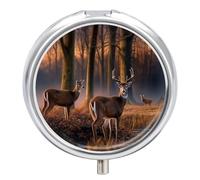 Nature Wild Animal Deers Pill Box Cute Medicine Organizer Travel Pillbox Waterproof Portable Pill Container Holder to Hold Vitamins Medication Fish Oil and Supplements