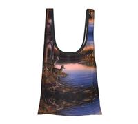 Nature Wild Animal Deers Print Reusable, Foldable,Washable Grocery Bags Foldable in A Pouch Eco Tote Shopping Bag,Daily Shopping Loading