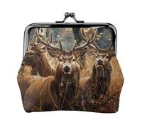 Nature Wild Animal Deers Printed Coin Purse Pouch-Mini Coin Wallet,Change Purse,Leather Coin Pouch Holder For Woman Girls, Black, One Size, Modern,european Style, Retro