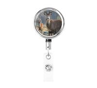 Nature Wild Animal Deers Retractable Id Badge Holder Badge Reels with Clip Cute Name Card Holder for Office Worker Doctor Nurse Teacher