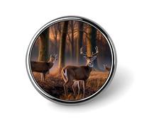 Nature Wild Animal Deers Round Badge Cute Enamel Lapel Pin Brooches Button Pin Personalized Clothing Decoration Unisex Badge Holder Hats Bags Shirts Decor