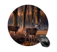 Nature Wild Animal Deers Round Mouse Pad Smooth Glide Gaming Mousepad Extra Density Portable Comfortable Mouse Mat for Desk, Home, Office 7.8x7.8 Inches