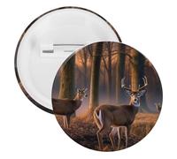 Nature Wild Animal Deers Tinplate Badge Personalized Round Brooch Large Craft Button Suitable for Teachers, Nurses, Doctors, Staff, Party Gift Accessories, 5PCS, Plastic, plastics