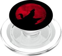 Nature Wild Animal of the Forest Red Full Moon Howling Wolf PopSockets PopGrip for MagSafe
