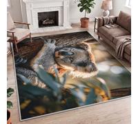 Nature Wildlife Australian Bear Branch Earth Tones Area Rug, 140x200cm (4.6x6.6ft) Soft Printed Polyester, Pet Friendly, No-Shed Rug, Machine Washable, Non-Slip Lounge, Bed, Play
