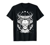 Nature Witch Skull and Death's Head Moth, Moons & Crystals T-Shirt