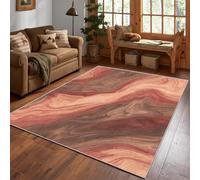 Nature Wood Grain Rug, Red and Brown Tones Area Rug 100x100cm, Machine Washable Rug for Living Room, Bedroom, Non Slip Soft Carpet, Wood Texture Home Decor & Gifts D#1215