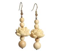 Nature Wooden Flower Earrings with Alloy Components Fashionable Statement Pieces for Women Gift Concept Wood Earrings