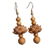 Nature Wooden Flower Earrings with Alloy Components Fashionable Statement Pieces for Women Gift Concept Wood Earrings