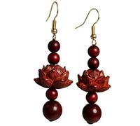 Nature Wooden Flower Earrings with Alloy Components Fashionable Statement Pieces for Women Gift Concept Wood Earrings