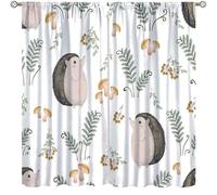 Nature Woodland Blackout Curtain,Kids Cartoon Mushroom Plant Hedgehog Cloth Farbic Curtains Living Room Kitchen Cafe Bedroom Dining Room Office Drapes,72x63 in