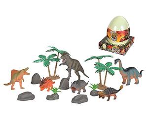 Nature World - 14-Piece Dinosaur Playset with Giant Glow-in-the-dark Egg Accessory
