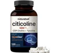 NatureBell Citicoline Supplements, CDP Choline, Citicoline 500mg Plus Tyrosine 50mg Per Serving, Optimized Dosage, 120 Capsules, 2 in 1 Formula, Dual Action Brain Supplement, Non-GMO