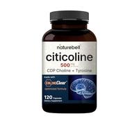NatureBell Citicoline Supplements, CDP Choline, Citicoline 500mg Plus Tyrosine 50mg Per Serving, Optimized Dosage, 120 Capsules, 2 in 1 Formula, Dual Action Brain Supplement, Non-GMO