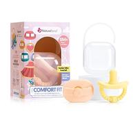 NatureBond Baby Pacifier Soother Silicone Dummy Binky Newborn Teether Pacifiers 2 in 1, Ultra-Light, Curved for Comfort | Hygiene Cover | (0-6 Months, Sunshine Yellow and Peach Puff)