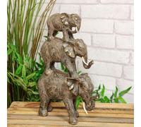 Naturecraft Collection 3 Elephant Tower Figurine Carved Effect