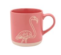 Naturecraft Flamingo - Rose Mug Ceramic Wax Resist Design - 13oz / 390ml Nature-Themed Tea & Coffee Cup - Wildlife Lover Gift - Rustic Cottagecore Kitchen Decor Quirky Homeware