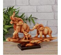 Naturecraft Wood Effect Elephant Family on Base Ornament