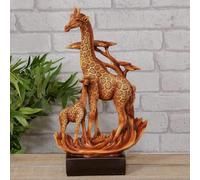 Naturecraft Wood Effect Giraffe and Baby on Base Ornament Figurine