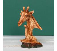 Naturecraft Wood Effect Giraffe Head and Baby Ornament