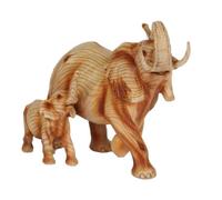 Naturecraft Wood Effect Resin Figurine - Elephant & Calf