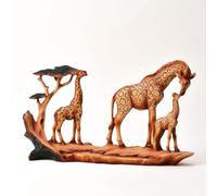 Naturecraft Wood Effect Walking Giraffe Family on Base Ornament Figurine