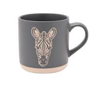Naturecraft Zebra Mug - Grey Ceramic Wax Resist Design - 13oz / 390ml Nature-Themed Tea & Coffee Cup - Wildlife Lover Gift - Rustic Cottagecore Kitchen Decor