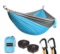 NATUREFUN Ultra-Light Travel Camping Hammock | 300kg Load Capacity,(300 x 200 cm) Breathable,Quick-drying Parachute Nylon | 2 x Premium Carabiners,2 x Nylon Slings Included | For Outdoor Indoor Garden
