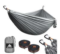 NATUREFUN Ultra-Light Travel Camping Hammock | 300kg Load Capacity,(300 x 200 cm) Breathable,Quick-drying Parachute Nylon | 2 x Premium Carabiners,2 x Nylon Slings Included | For Outdoor Indoor Garden