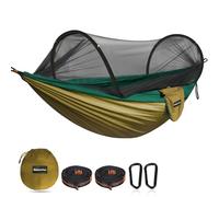 NATUREFUN Ultra-Light Travel Camping Hammock Pop-up Bug Net Hammock 300kg Load Capacity,Breathable,Quick-drying Parachute Nylon 2 Premium Carabiners,2 Tree Slings Included Outdoor Backpacking Hiking