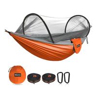 NATUREFUN Ultra-Light Travel Camping Hammock Pop-up Bug Net Hammock 300kg Load Capacity,Breathable,Quick-drying Parachute Nylon 2 Premium Carabiners,2 Tree Slings Included Outdoor Backpacking Hiking
