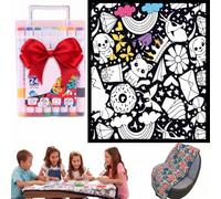 NatureHaven Washable DIY Coloring Blanket with 24 Markers, Color Your Own Blankets, Seasonal Decorations, Birthday Arts and Gifts(Happy Doodles)