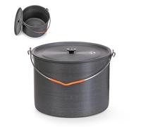 Naturehike 10L Large Hard Anodized Camping Stockpot with Lid - Heavy Duty Uncoated 4-6 Person Hanging Pot, Big Campfire Cooking Pot for Bushcraft & Basecamp