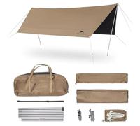 Naturehike Camping Tarp Canopy 400 x 292 cm, 150D Oxford Cloth | 183 ft² Shade Area, 10-12 Person Capacity, Includes Poles & Pegs, Approx. 3.5 kg, Hexagon Design