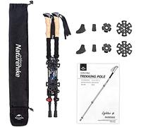 Naturehike Carbon Fiber Trekking Poles Collapsible and Telescopic Walking Sticks with Natural Cork Handle and Extended EVA Grips Ultralight Nordic Hiking Poles for Backpacking Camping (2 Packs)