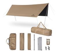 Naturehike Cloud Skies Lite Ti-Black Coated Camping Tent Tarp with Poles | Lightweight multi-weather camping canopy with UPF50+ sun protection, PU2000mm waterproof, hexagon mini, fits 2-4 person