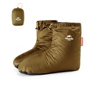 Naturehike Feather Shoes Warm Down Socks Outdoor/indoor Waterproof Winter Goose Down Socks Bedroom Office Non-slip Super Warm Ski Snowboard Riding（Brown S）